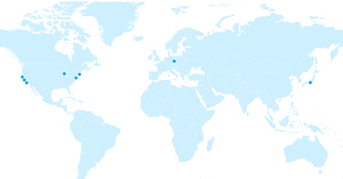 A map indicating the abbvie research locations in the USA, Germany, and Japan.